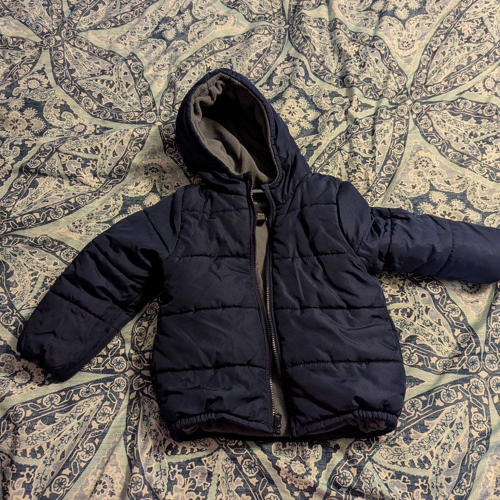 London Fog Navy Puffer Jacket with Hood